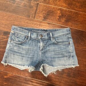 Citizens of Humanity Faded Blue Denim Cutoff Shorts